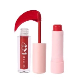 SUGAR POP Lip Kit | Matte Lipcolour - 01 Chilli (1.6 ml) + Nourishing Lip Balm - 02 Cherry (4.5 gms)