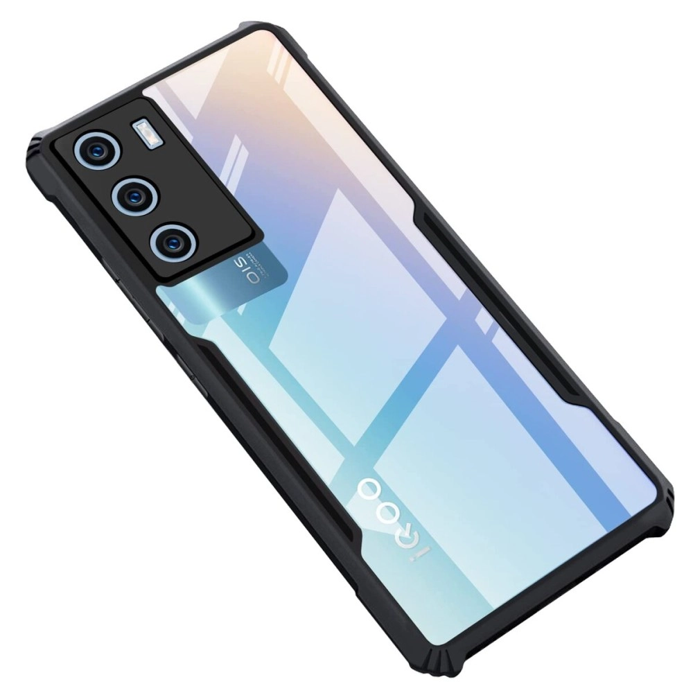 CEDO iQOO 9 SE (5G) Back Case Cover | Camera Protection Shockproof Bumper-Edge | Acrylic Crystal Clear 360 Degree Protection TPU+PC | Transparent Eagle Back Case Cover (Black)