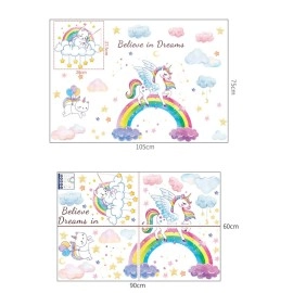 JAAMSO ROYALS Creative Unicorn Rainbow Design Vinyl Self Adhesive Peel and Stick, Room Decor, Hall Decor, Kids Room Decor, Living Room Decor, Baby\'s Bedroom Dcor Wall Stickers (60 CM X 90 CM)