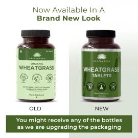 SAPTAMVEDA Organic Wheat Grass Tablets (120 Tablets, 500mg) - Natural Antioxidant Superfood, Supports Healthy Joints, Immunity Booster, Non-GMO, Vegan