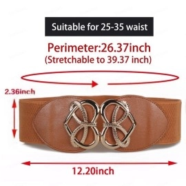 Sunkizzrs Waist Belt Womens for Dress - Stretchable Belts for Women Stylish - Broad/Fancy/Embellished Belts for Women - Waist Rhinestone Ladies Designer Waistband Belt For Skirt, Camel, Free Size