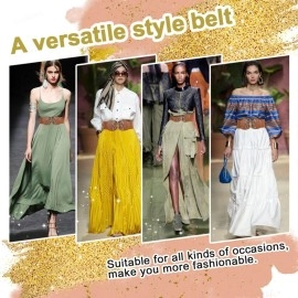 Sunkizzrs Waist Belt Womens for Dress - Stretchable Belts for Women Stylish - Broad/Fancy/Embellished Belts for Women - Waist Rhinestone Ladies Designer Waistband Belt For Skirt, Camel, Free Size