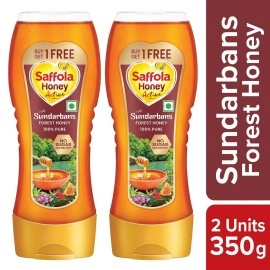 Saffola Honey, 100% Pure NMR tested Honey, Squeezy Pack, 2 x 350g (Buy 1 Get 1)