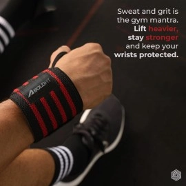 Boldfit Wrist Supporter for Gym Wrist Band for Men Gym & Women with Thumb Loop Straps - Wrist Wrap Gym Accessories for Men Hand Grip & Wrist Support Sports Straps for Gym, Weightlifting - (Red)