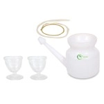 RCSP Round Jal Neti Pot & Eye Wash Cup Set | Helpful in Sinus, Lightweight Round Style Neti Lota with Eye Wash Cup & Neti Sutra Cotton | Pack of 4| 1 Neti Pot, 2Eye Wash Cup, 1Neti Sutra | Combo Pack