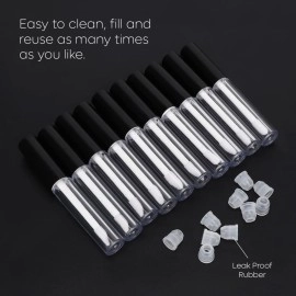 nsb herbals 5ml Round Premium Acrylic Empty Lip Gloss, Lip Care, Cosmetic, Oil Bottles, Mascara, Liquid Eye Shadow, Transparent Empty Clear Lip Containers Tubes, Refillable Bottle With Plug (1)