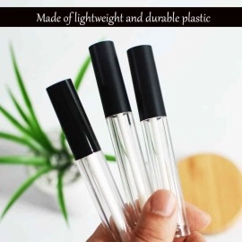nsb herbals 5ml Round Premium Acrylic Empty Lip Gloss, Lip Care, Cosmetic, Oil Bottles, Mascara, Liquid Eye Shadow, Transparent Empty Clear Lip Containers Tubes, Refillable Bottle With Plug (1)