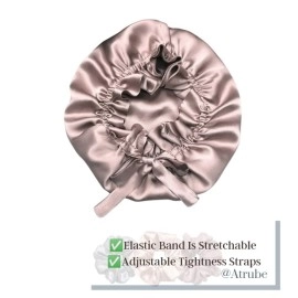 Atrube Silk Satin Hair Bonnet Reversible Reusable Showercap satin bonnet Adjustable Tie Band Women, Scrunchies Comb Satin Wrap,Standard, Multicolor,Free Size