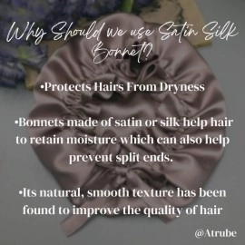 Atrube Silk Satin Hair Bonnet Reversible Reusable Showercap satin bonnet Adjustable Tie Band Women, Scrunchies Comb Satin Wrap,Standard, Multicolor,Free Size