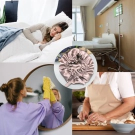 Atrube Silk Satin Hair Bonnet Reversible Reusable Showercap satin bonnet Adjustable Tie Band Women, Scrunchies Comb Satin Wrap,Standard, Multicolor,Free Size