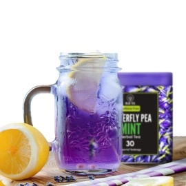BLUE TEA - Butterfly Pea Mint Tea -30 Tea Bags || SUPER ANTI-OXIDANT || Herbal Tea - Caffeine-free - Non-GMO- Eco Conscious Tin Pack
