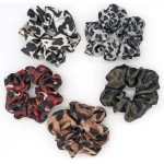 BELICIA Cheetah Hair Scrunchies 5pcs Big Large Fashion Chiffon Leopard-print Scrunchie Ponytail Holder Hair Elastic Hair Ties Hair Bands Animal-printed Pattern Scrunchy for Women Landy