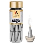 The Aroma Factory Incense Dhoop Cone White Sage (100% Herbal Leaves Healing & 0% Charcoal) 1 Bottle x 90g