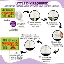 Zyozique Bollywood Funny Photo Booth Props - 12 pc Photobooth Kit - Movie Night Supplies - Bollywood Party Decorations