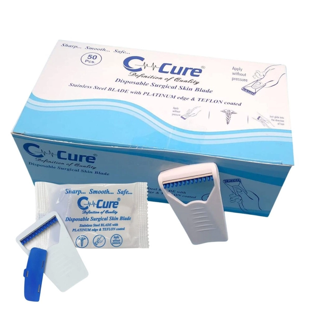 C- Cure Definition of Quality C-Cure Disposable Surgical Skin Blade | Disposable Razor for Safe Body Hair Removal | Surgical Skin and Body Razor For Men & Women | Smooth | Sharp | Safe (Pack 6)