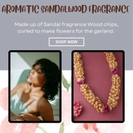 RDK Sandalwood Processed Photo Frame Haar Mala | Chandan Scented Wooden Chaal | Wooden Garland for Photos of Loved Ones|Traditional Mala for God, Ancestors and Pitra, Pooja Room (24 Inch)