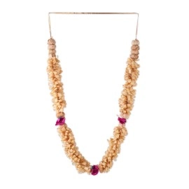 RDK Sandalwood Processed Photo Frame Haar Mala | Chandan Scented Wooden Chaal | Wooden Garland for Photos of Loved Ones|Traditional Mala for God, Ancestors and Pitra, Pooja Room (24 Inch)