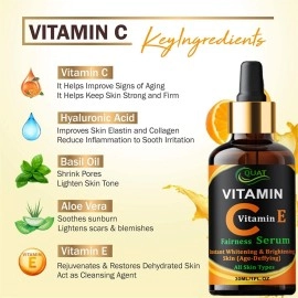 Quat Combo Pack Vitamin C with E Face Serum With Wine Night Face Gel for All Skin Types