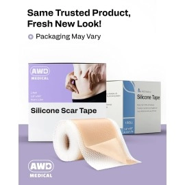 AWD Medical Silicone Scar Sheets Medical Grade Soft Silicone Gel Tape for Scar Removal (1.6 x 60) - Pack of 3