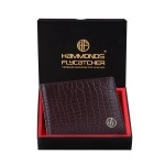 HAMMONDS FLYCATCHER RFID Protected Bi-Fold Wallet for Men Leather Original, Mens Wallet, Leather Wallets for Men, Classic Purse with 4 Card Slots, Coin Pocket, Gift for Mens, Croc Brown, Minimalist