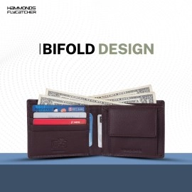 HAMMONDS FLYCATCHER RFID Protected Bi-Fold Wallet for Men Leather Original, Mens Wallet, Leather Wallets for Men, Classic Purse with 4 Card Slots, Coin Pocket, Gift for Mens, Croc Brown, Minimalist