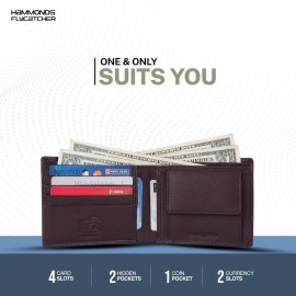HAMMONDS FLYCATCHER RFID Protected Bi-Fold Wallet for Men Leather Original, Mens Wallet, Leather Wallets for Men, Classic Purse with 4 Card Slots, Coin Pocket, Gift for Mens, Croc Brown, Minimalist