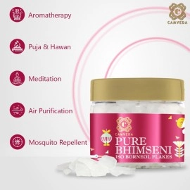 Camveda Pure Bhimseni Camphor Kapoor/Kapur Jar (100g) | 100% Pure Camphor Purifying & Pleasant Fragrance for Pooja, Hawan, Air Freshener | Unadulterated Camphor- Bhimseni Camphor- 100gm