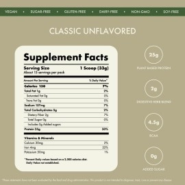 Cosmix No Nonsense Plant Protein | Organic Pea & Brown Rice Isolate | Vegan| 26g Protein/Serving | Easy To Digest | All Essential Amino Acids | No Preservatives | Classic Unflavoured - 500g