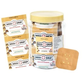 Medigrip Adhesive Band Aid Square First Aid (100 Plasters) Brown