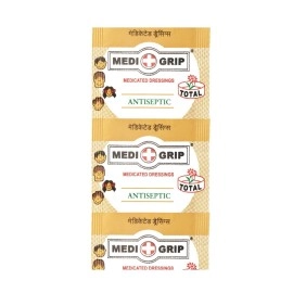 Medigrip Adhesive Band Aid Square First Aid (100 Plasters) Brown