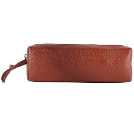 HAMMONDS FLYCATCHER Leather Utility Pouch-Multi-Use Genuine Leather Pencil Case, Cosmetic Pouch, Stationery Pouch, Coin Pouch, Makeup Brush Pouch For Women & Men-School & Office Organizer-Tan - 5 Cm