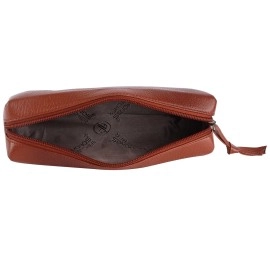 HAMMONDS FLYCATCHER Leather Utility Pouch-Multi-Use Genuine Leather Pencil Case, Cosmetic Pouch, Stationery Pouch, Coin Pouch, Makeup Brush Pouch For Women & Men-School & Office Organizer-Tan - 5 Cm