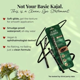 Just Herbs Retractable 2 in 1 Herbal Eyeliner + Kajal with Almond Oil & Vitamin E, 11 Hour Stay, Singlestroke, Smudgeproof & Fadeproof - Black 0.3g
