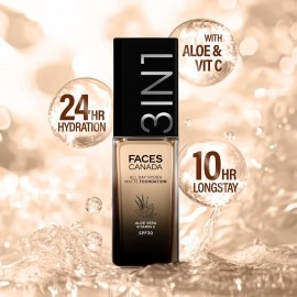 FACESCANADA All Day Hydra Matte Foundation Cream| 3-In-1 Foundation + Moisturizer + Spf 30 | 24 Hr Aloe Hydration & Vitamin C | 10Hr Long Wear | Medium To High Buildable Coverage | Soft Sand | 25Ml