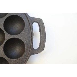 RudraEco Cast Iron Preseasoned 12 Pits Paniyaram/Appe Pan/Paddu/Appam Maker/Chatti/Cavity/Ponganalu Maker