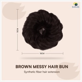 Sanas (4Pcs) hair accessories for women wedding stylish hair extensions hair bun accessories artificial scrunchies for women juda extension messy hair buns Wig rubber band for hair 4Pcs (Brown)