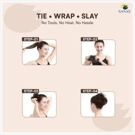 Sanas (4Pcs) hair accessories for women wedding stylish hair extensions hair bun accessories artificial scrunchies for women juda extension messy hair buns Wig rubber band for hair 4Pcs (Brown)