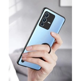 REALCASE Vivo V23 Pro 5G Back Cover Case | Stylish Frameless Matte Hard Skin | Soft TPU Shock Proof Bumper Back Cover for Vivo V23 Pro 5G (F-Black)