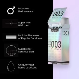 OKAMOTO Japans Best 003 Platinum Condoms | Thinnest Premium Condoms for Men - Made In Japan | 0.03 mm thin (2 x 10s)