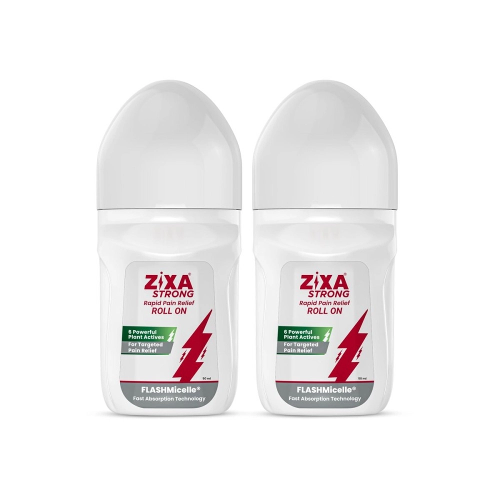 ZIXA Strong Fast acting Pain Relief Roll On - 50g (Pack of 2) | Dual action | Heals Back Pain, Muscle Pain, Knee Pain, Joint Pain, Headache | 6 Powerful Plant actives and Scientifically Formulated
