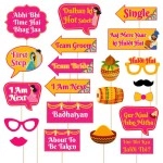 Festiko Haldi Ceremony Props Set of 25 Pcs for Wedding and Photo Booth Decoration, Props for Bride and Family