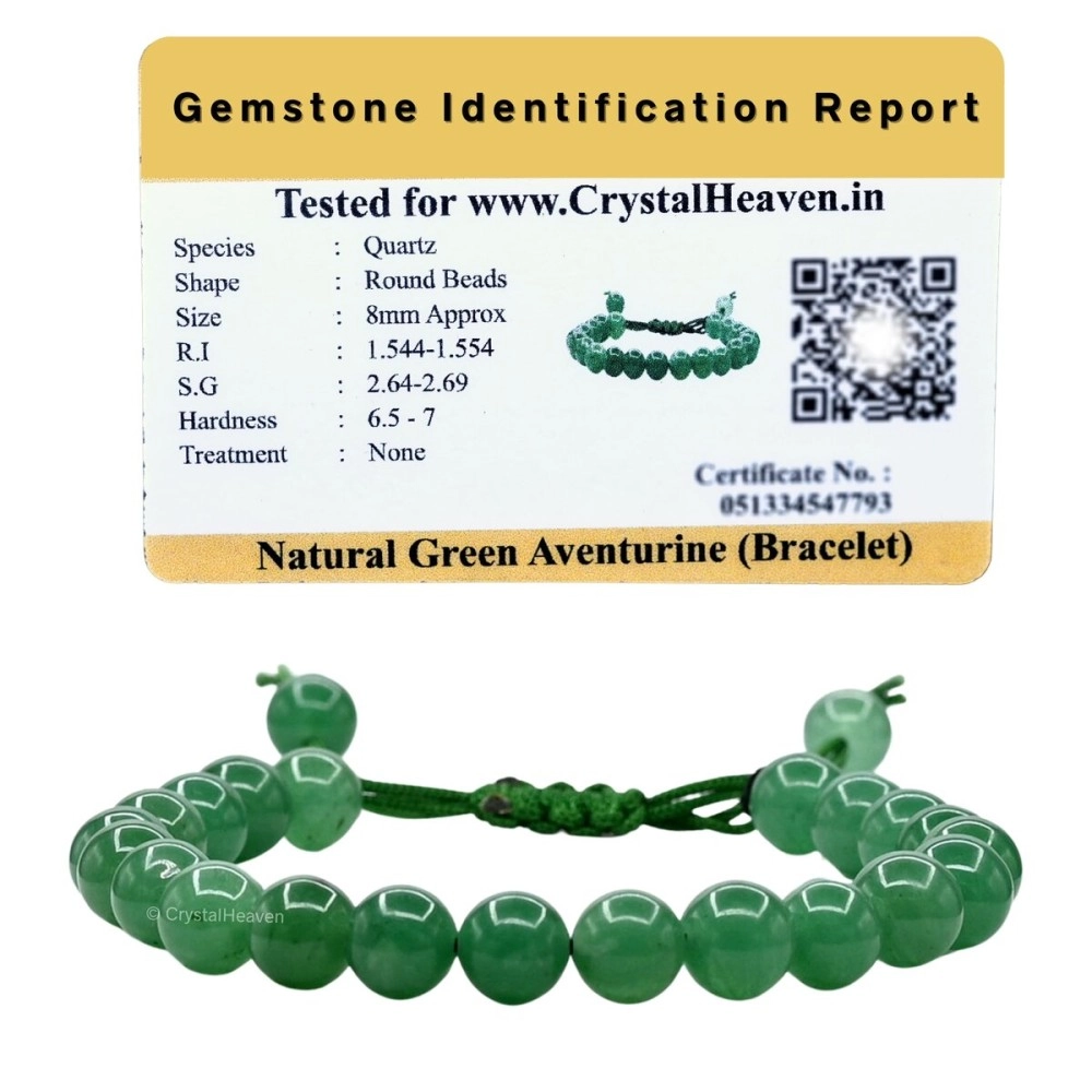 Crystal Heaven Green Aventurine Bracelet for Women Men Natural Healing - AAA Grade Original Healing Gemstone Adjustable Bracelet for Yoga Reiki Meditation Feng Shui