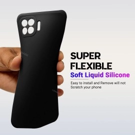 LIRAMARK Silicone Soft Back Cover Case for Oppo F17 Pro / A93 / Reno 4F (Black)