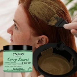 STAMIO Curry Leaves Powder for Hair Care, 80gm (Murraya koenigii/Kadi Patta)