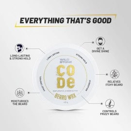 Wild Stone CODE Beard Wax for Men For Strong Hold, 40 gm| Non Sticky Beard Styling Wax |Prevents Hair Loss, Dandruff, Dryness & Itchy Beard