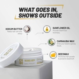 Wild Stone CODE Beard Wax for Men For Strong Hold, 40 gm| Non Sticky Beard Styling Wax |Prevents Hair Loss, Dandruff, Dryness & Itchy Beard