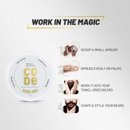 Wild Stone CODE Beard Wax for Men For Strong Hold, 40 gm| Non Sticky Beard Styling Wax |Prevents Hair Loss, Dandruff, Dryness & Itchy Beard