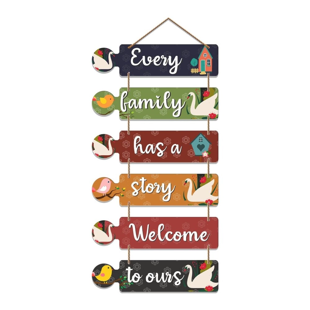 Art Vibes Family Quotes Decorative Wall MDF Wooden Wall Hanger for Living Room | Bedroom | Home Decor | Gifts | Wood Hangings for Home Decoration | Modern works (WH_6004N), Set of 6