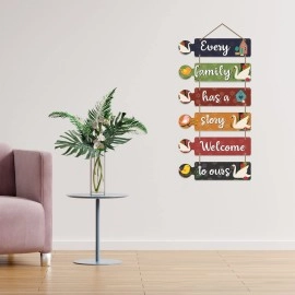Art Vibes Family Quotes Decorative Wall MDF Wooden Wall Hanger for Living Room | Bedroom | Home Decor | Gifts | Wood Hangings for Home Decoration | Modern works (WH_6004N), Set of 6