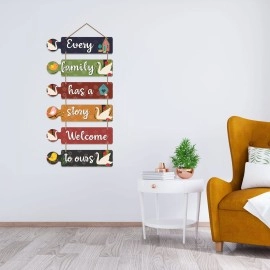 Art Vibes Family Quotes Decorative Wall MDF Wooden Wall Hanger for Living Room | Bedroom | Home Decor | Gifts | Wood Hangings for Home Decoration | Modern works (WH_6004N), Set of 6